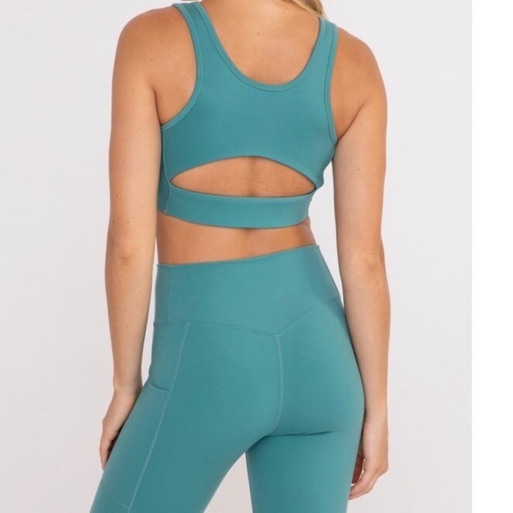Mono B Teal Cutout Sports Bra